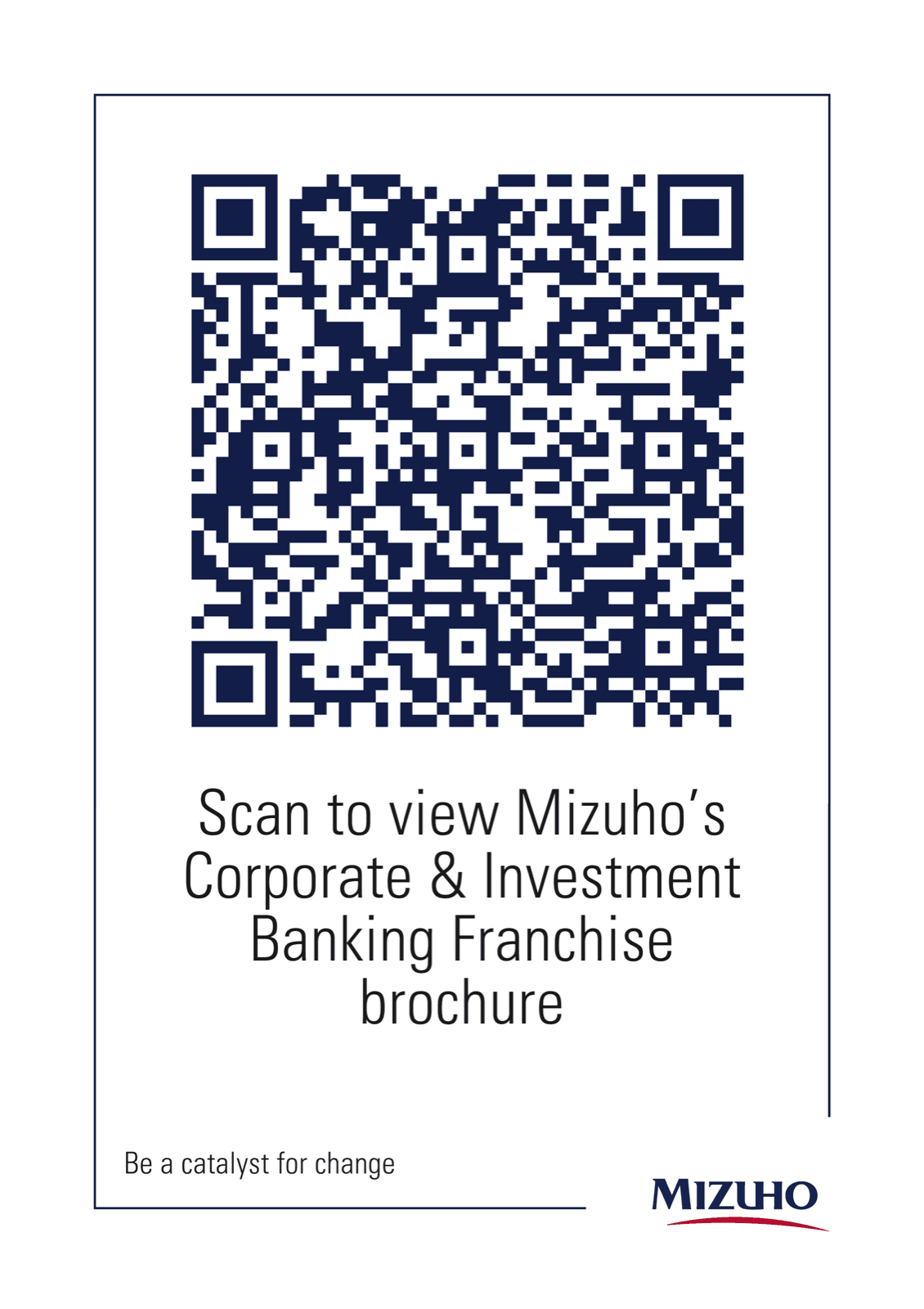 Official Mizuho QR code for the Corporate and Investment Banking Franchise brochure